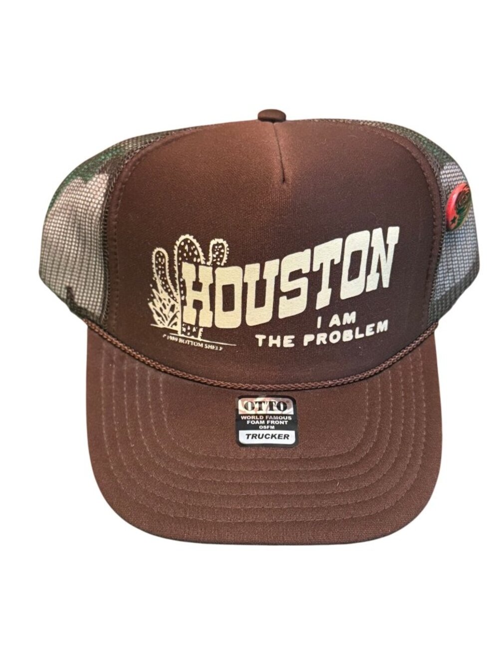 Houston I Am The Problem Brown Mesh Trucker Hat By Otto OSFM Adjustable S